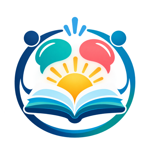 New Teachers Working Group illustrated icon with an open book, sunrise, and supportive conversation symbols